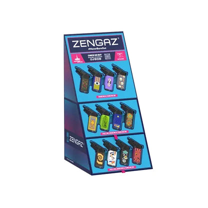 Zengaz Premium Jet Lighters Cube Display - Asst Jet - 48ct
