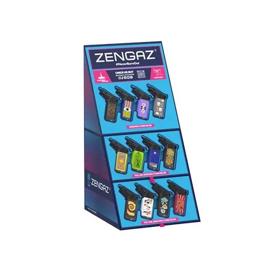 Zengaz Premium Jet Lighters Cube Display - Asst Jet - 48ct